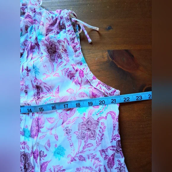 Sonoma Goods For Life Sheer Floral  Ruffle Boho Top/Cami Set - Picture 8 of 11